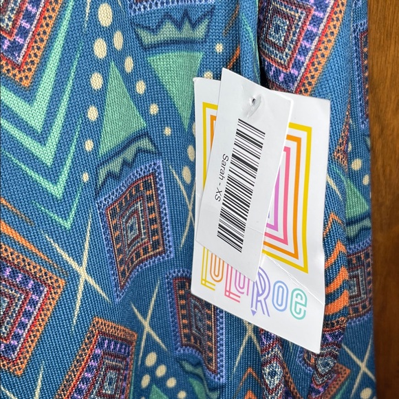 LuLaRoe Sarah Geometric Patterned Cardigan - Blue and Orange Size XS - Picture 4 of 5